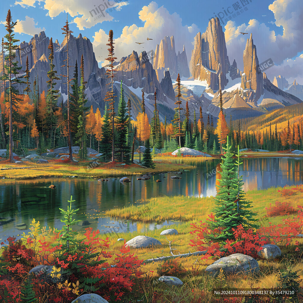 彩繪山水風景