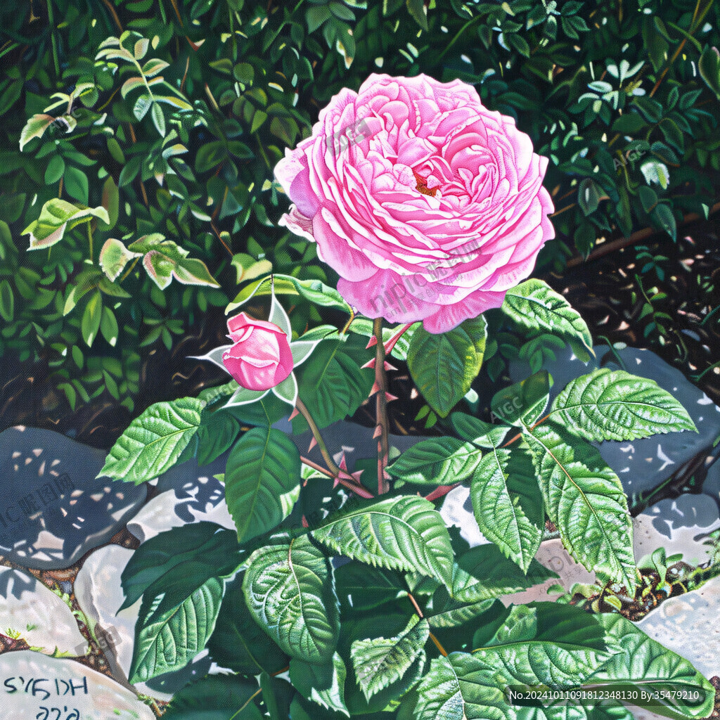 插畫月季花