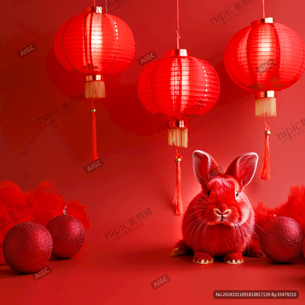 小兔子紅燈籠掛件