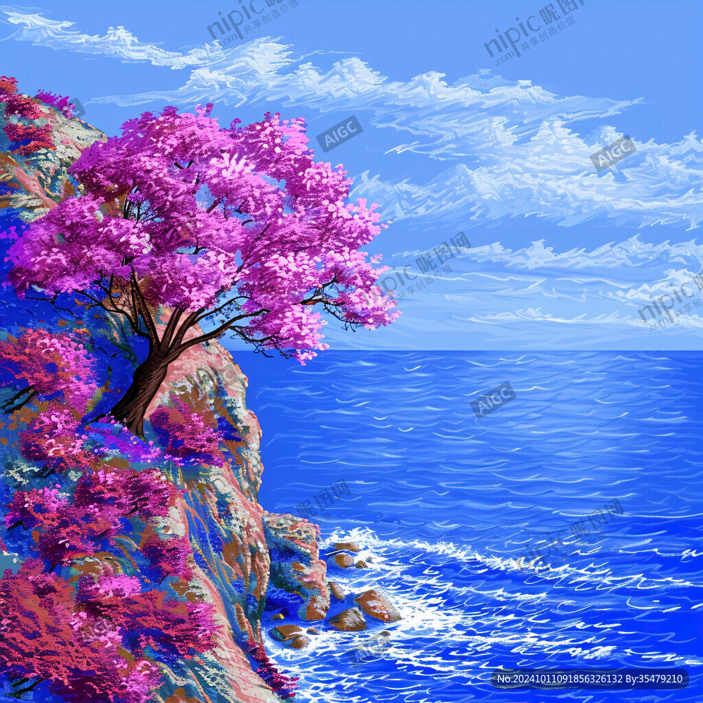 水邊櫻花樹