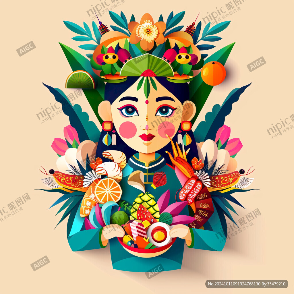 羌族特產(chǎn)女孩插畫