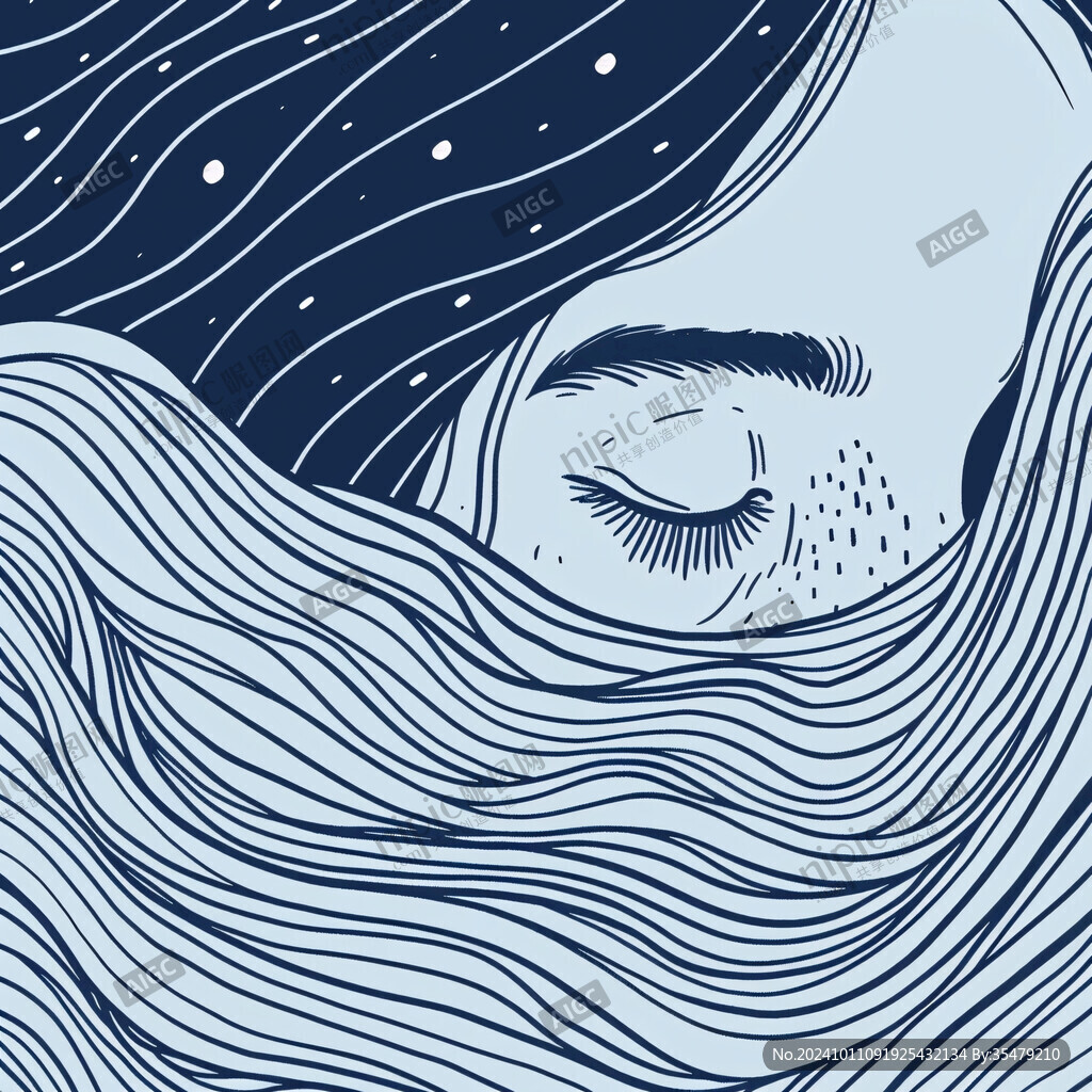 線條海浪插畫