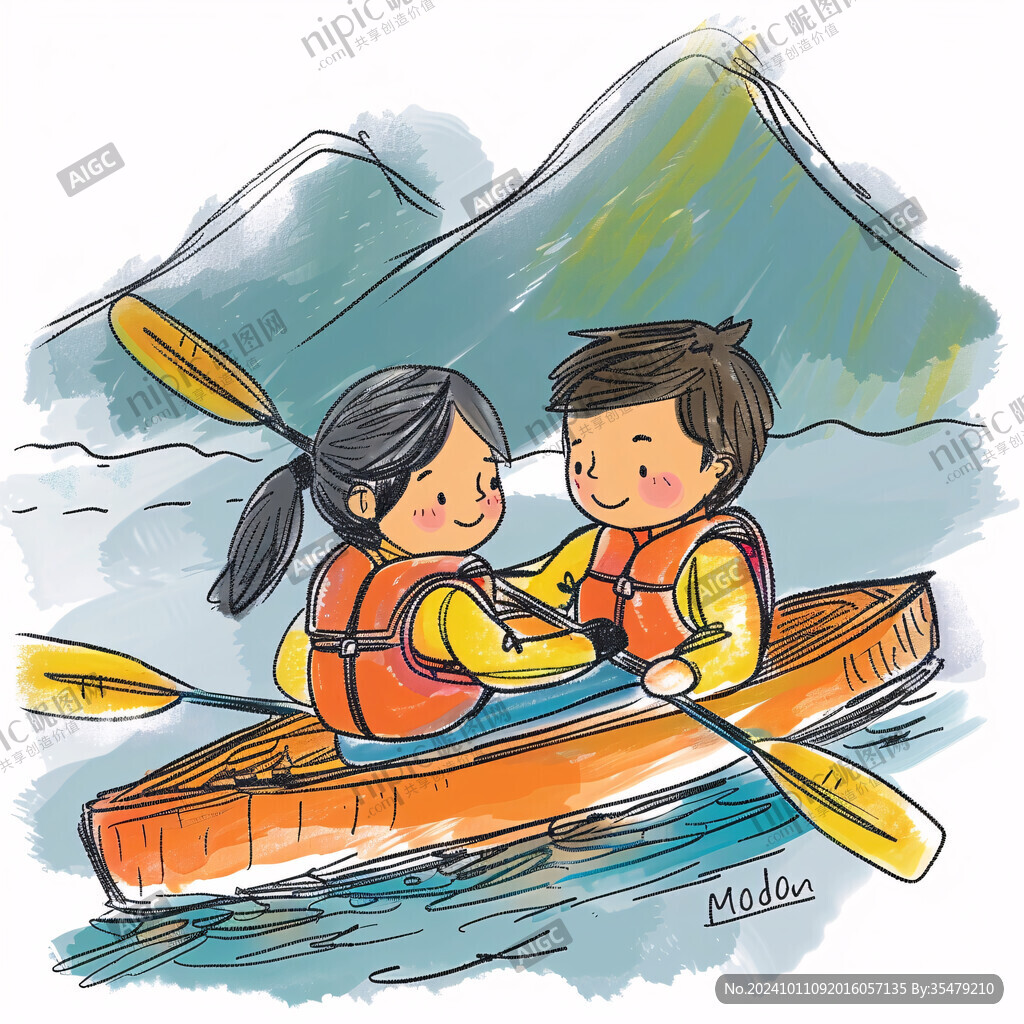手繪粽子海上玩滑板