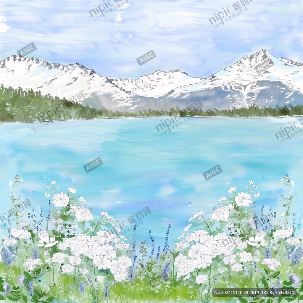 湖邊水草積雪草地