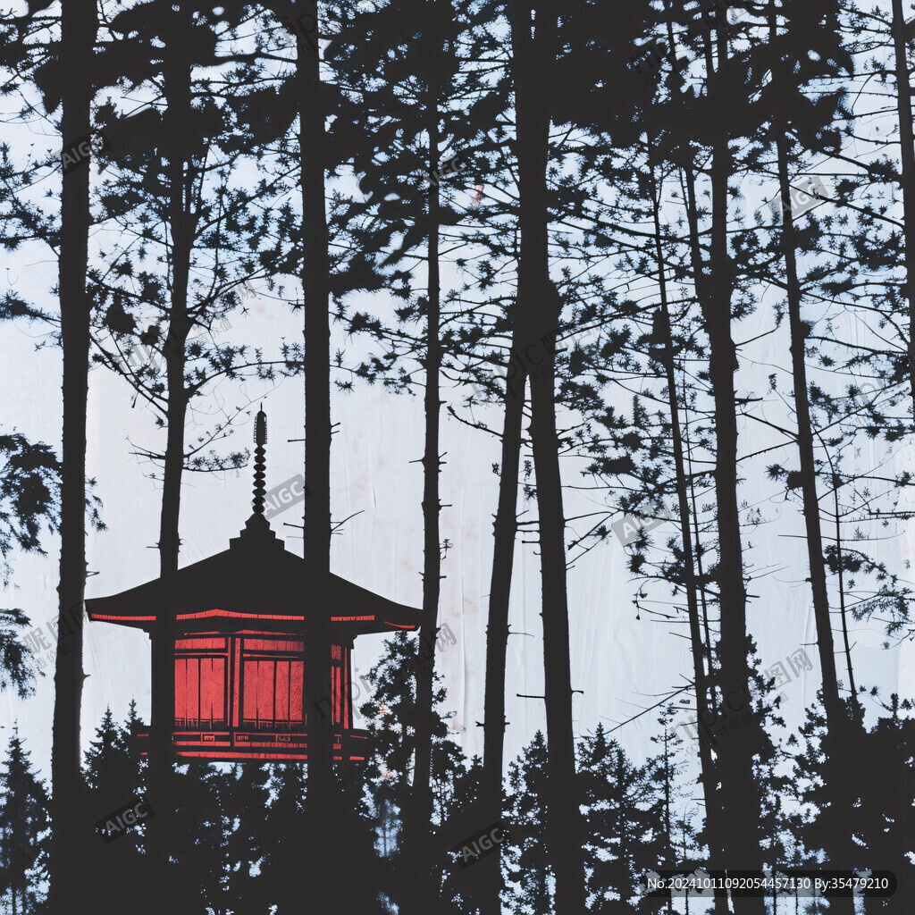 竹間古亭紅燈籠