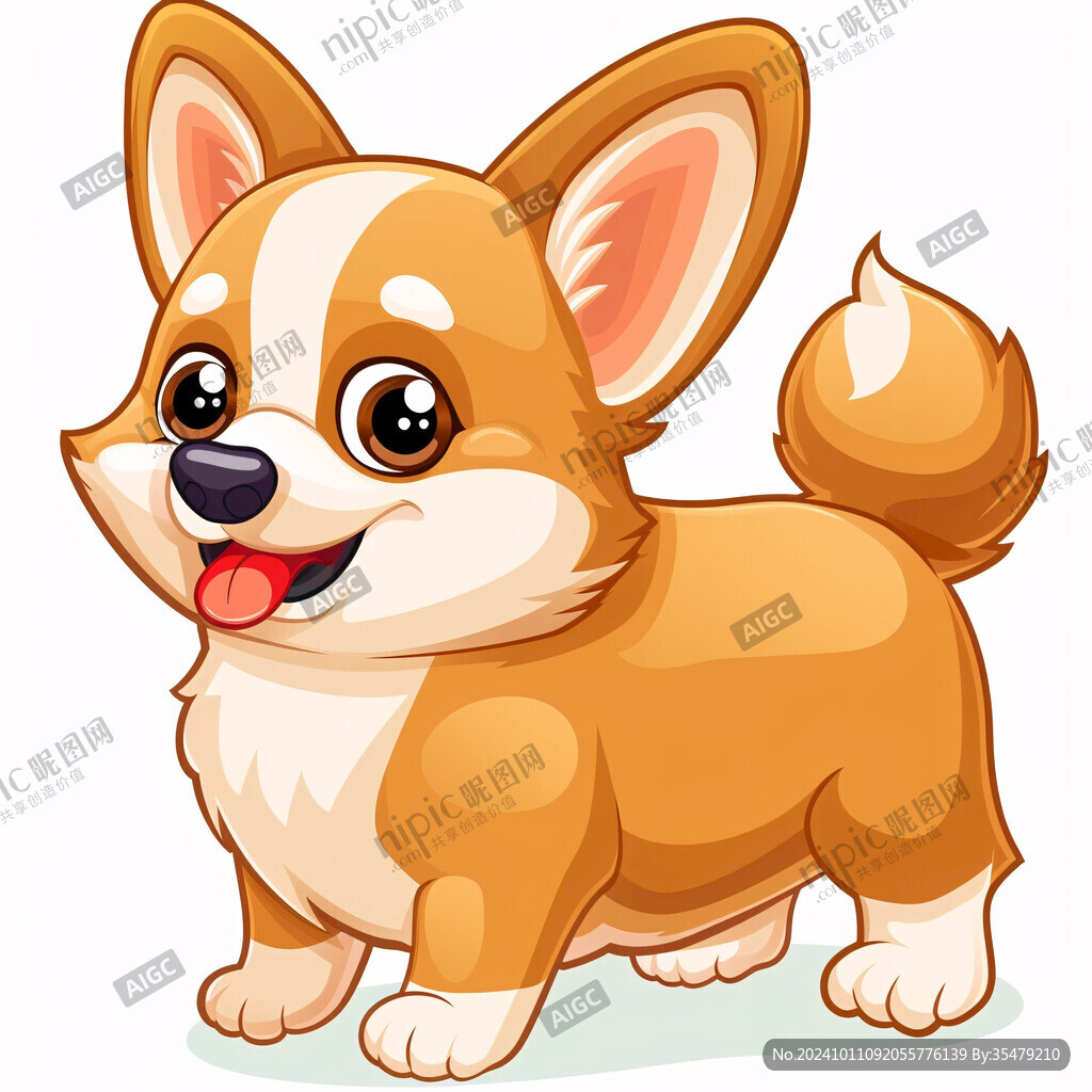 可愛的柯基犬插畫