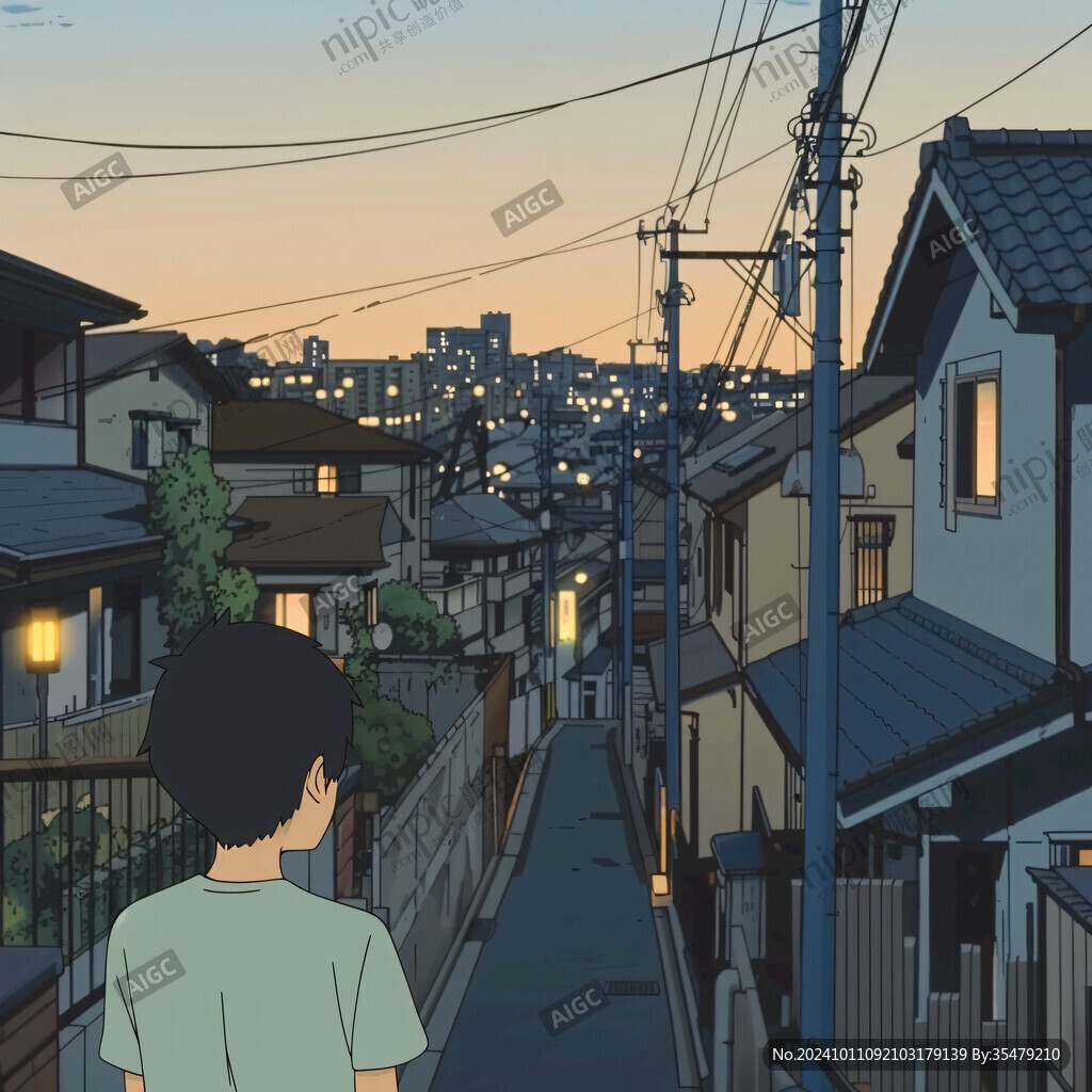 日落街道插畫