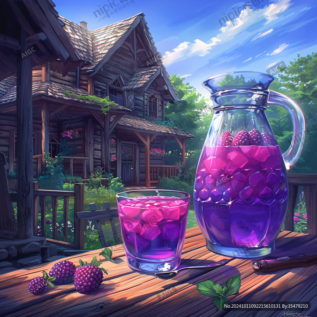 蜂蜜葡萄汁插畫