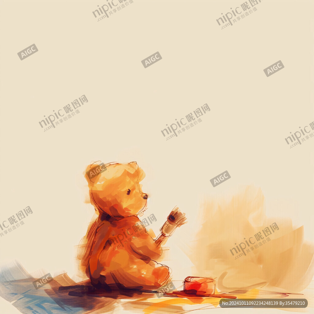 手繪熊寶寶插畫