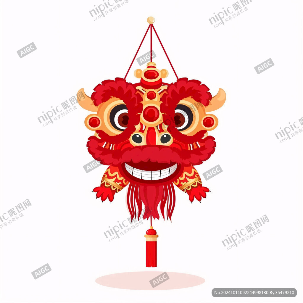 卡通可愛小龍舞獅子