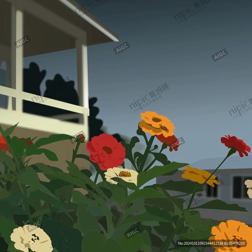 墻角的花園花園插畫