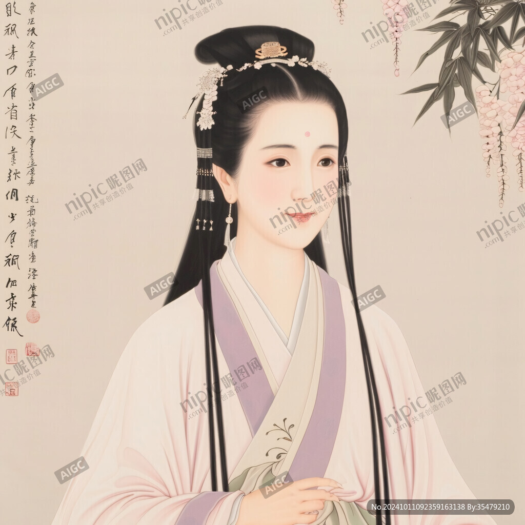 工筆畫古典美女