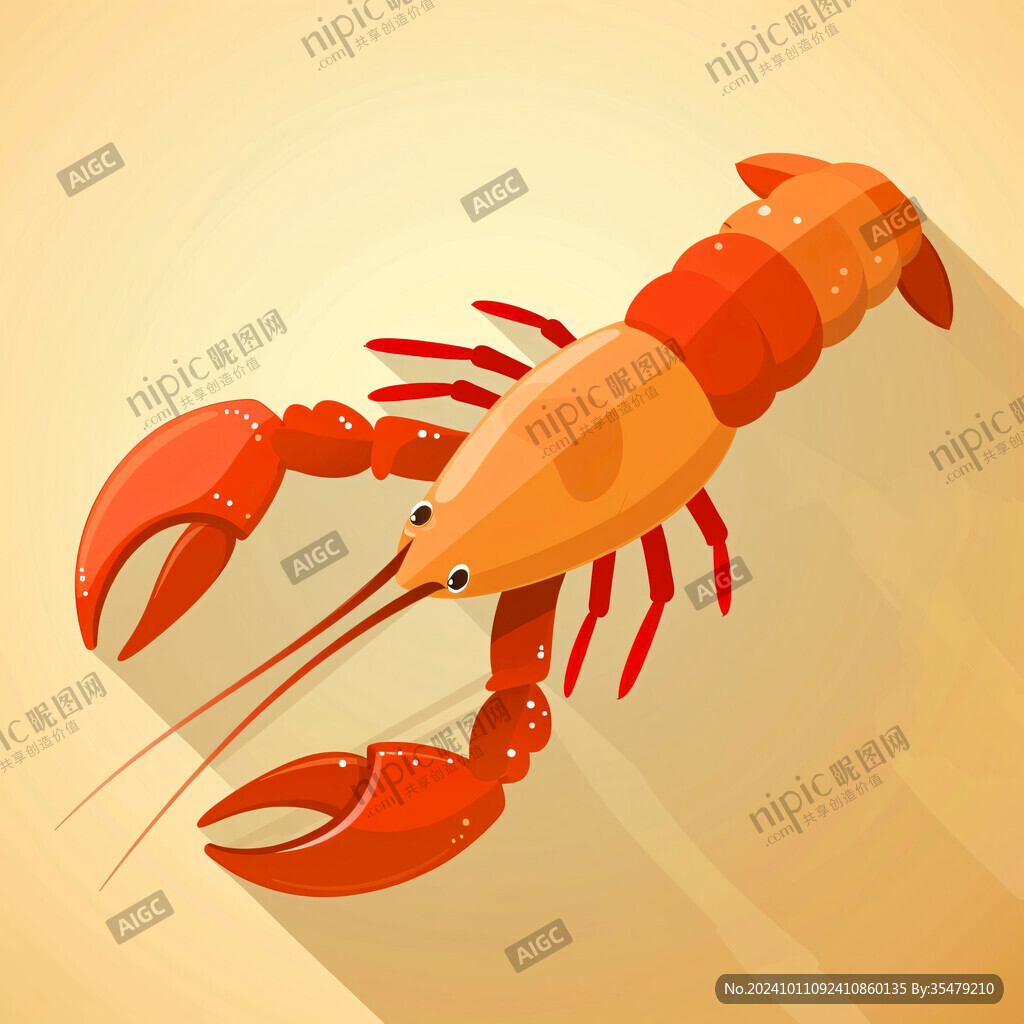 卡通小龍蝦寫實(shí)海鮮
