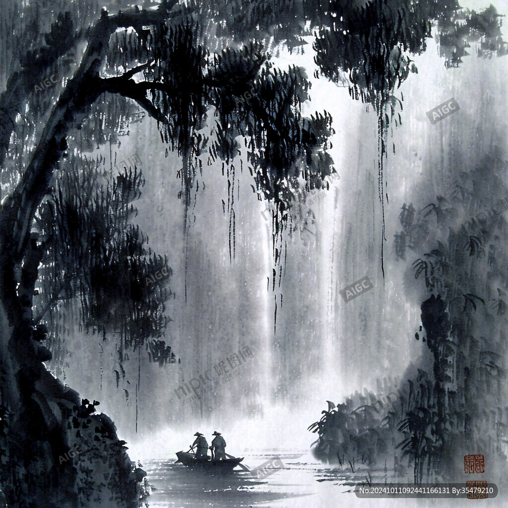 松林水墨畫