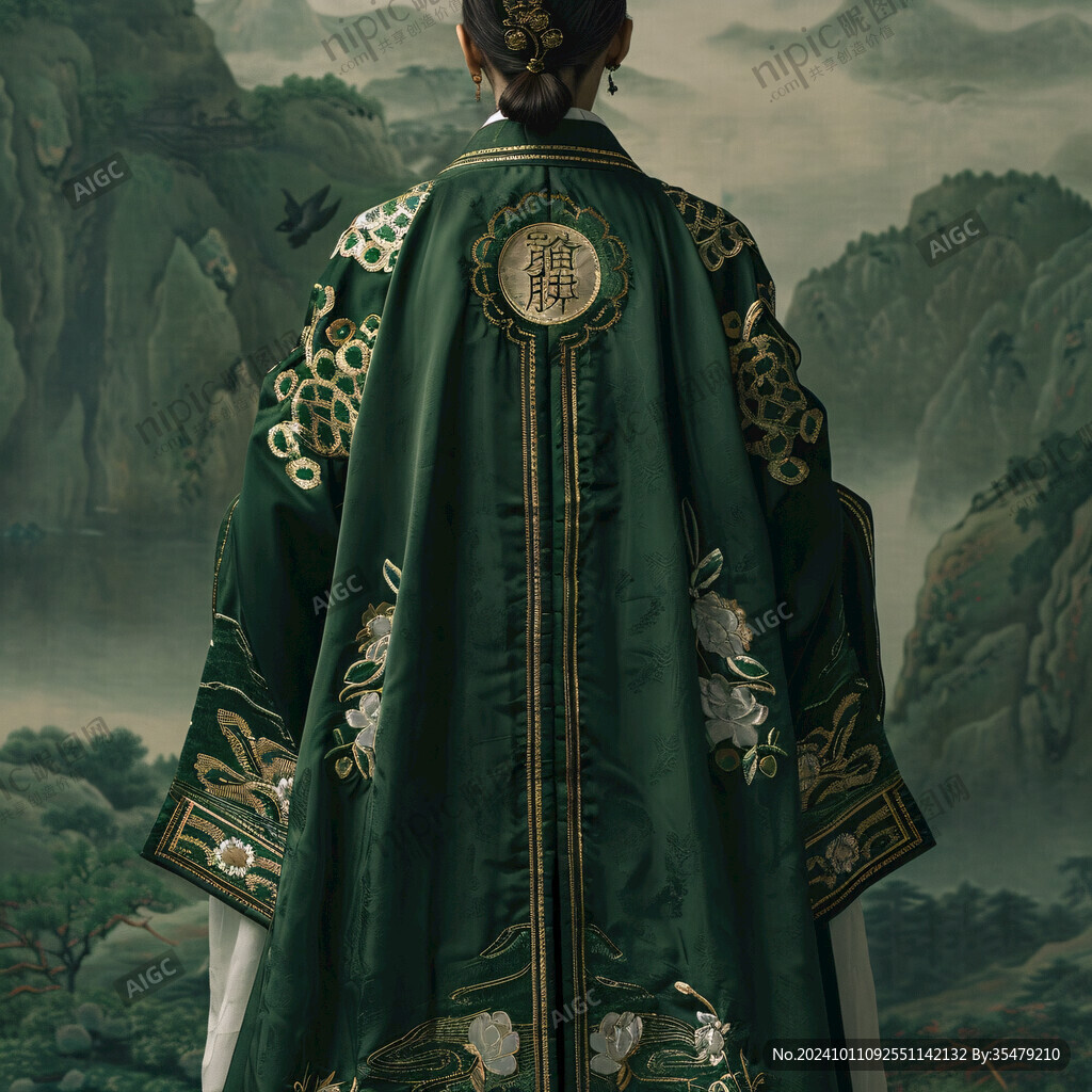 龍袍朝服皇上綠色調