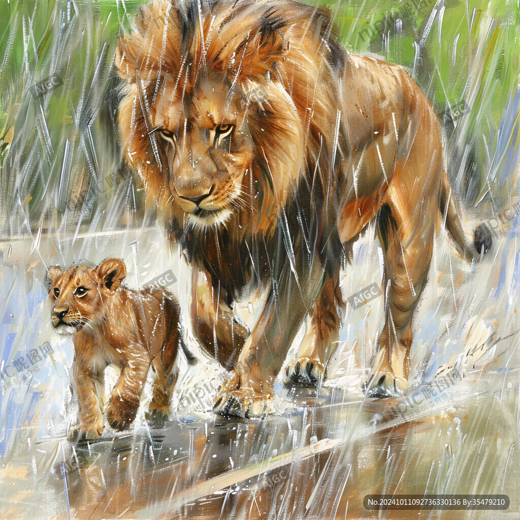 獅子母子圖