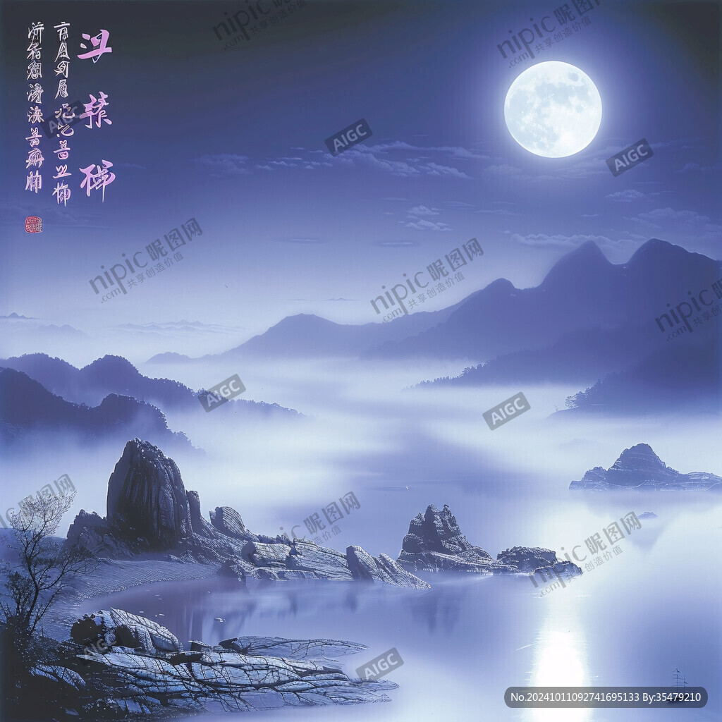夜景山水畫