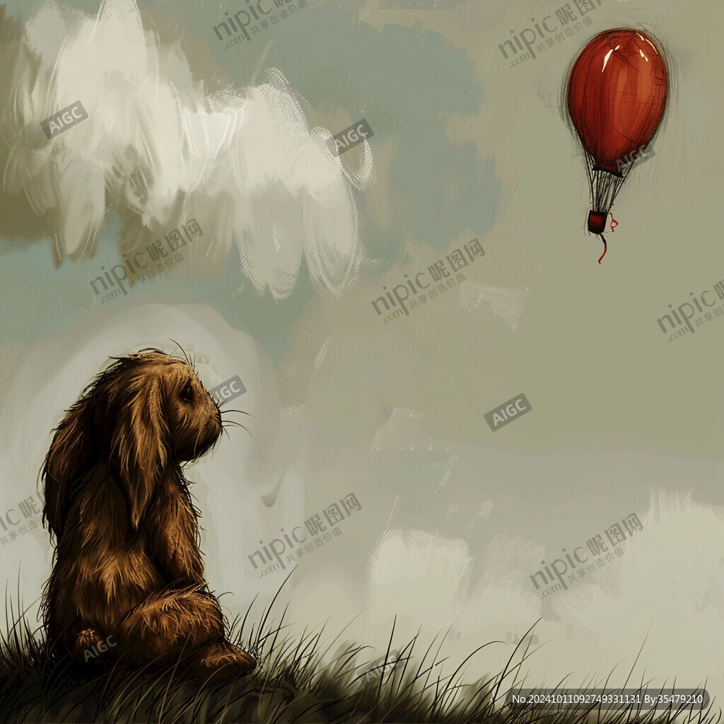 孤獨的小狗插畫