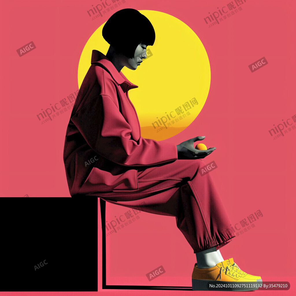 坐姿人物插畫