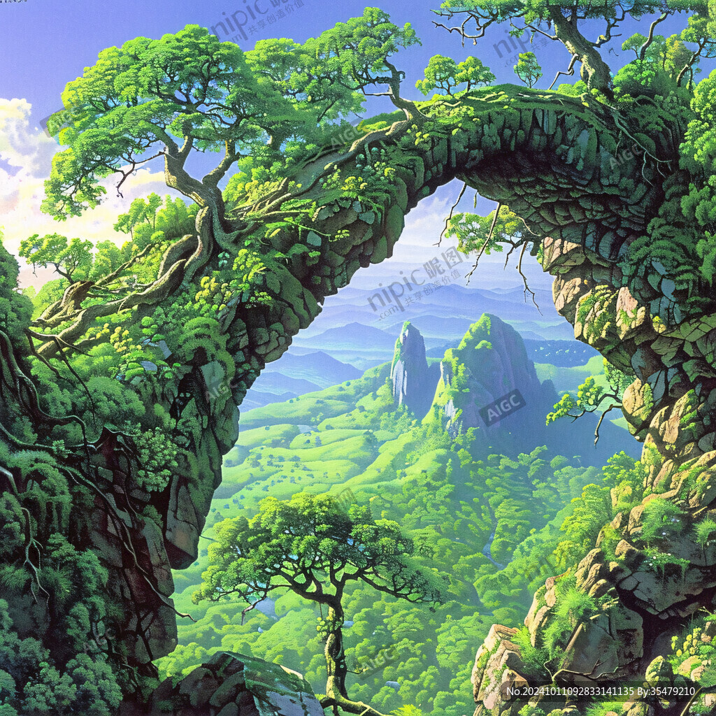 迎客松風景畫