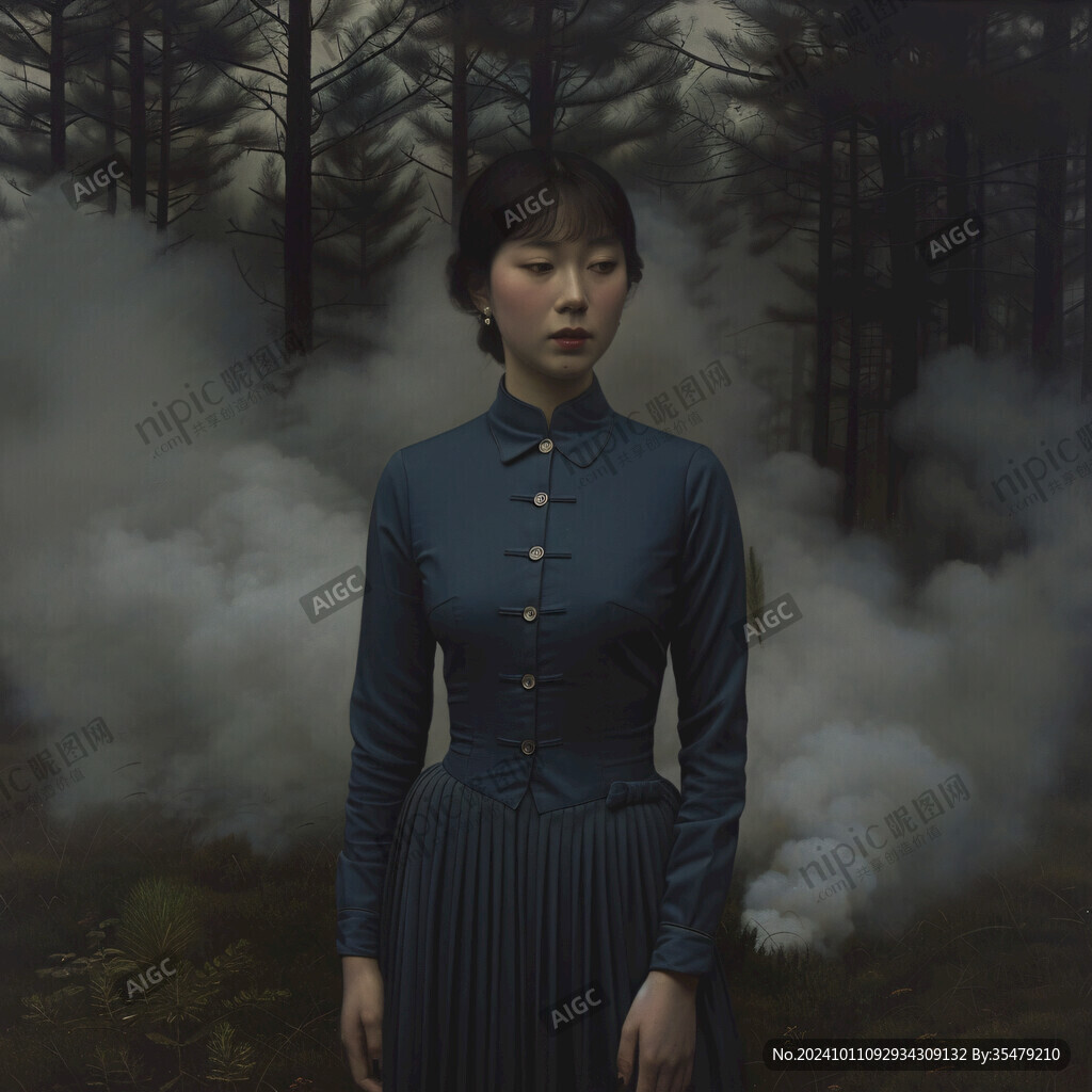油畫旗袍女