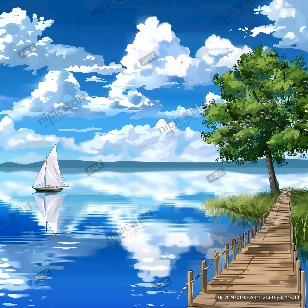 插畫藍天大海
