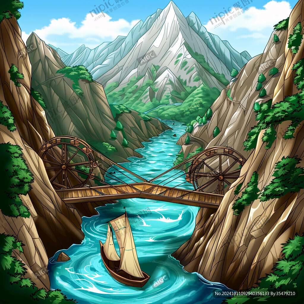 鐵索橋插畫