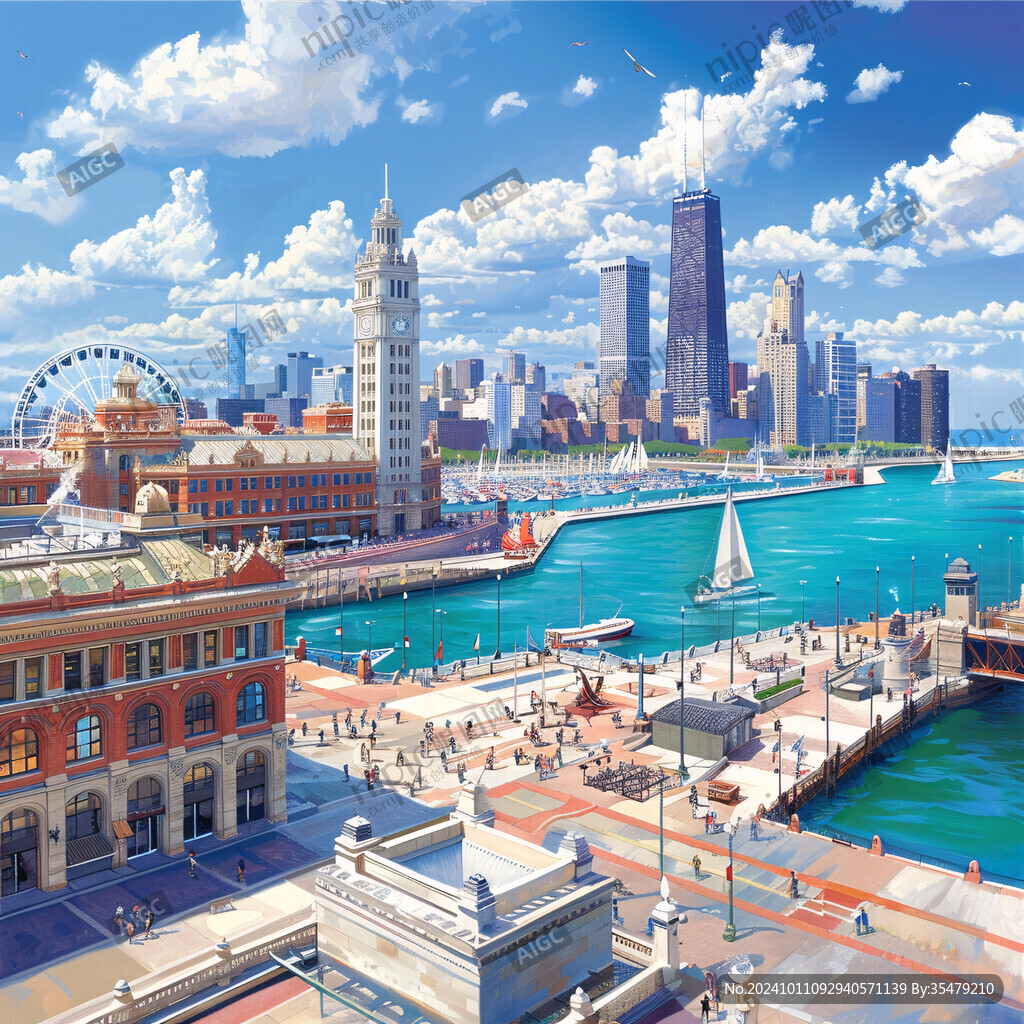 底特律插畫底特律旅游