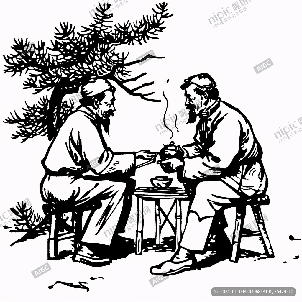 手繪熬藥人物