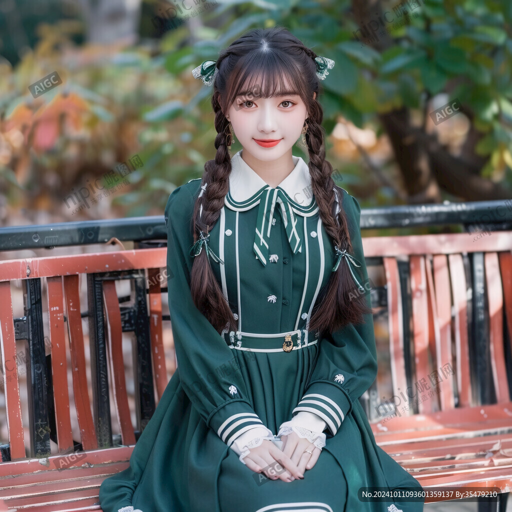 麻花辮甜美女孩