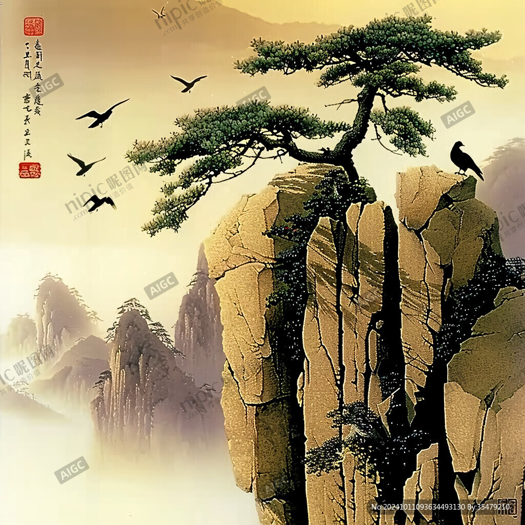 迎客松背景圖裝飾畫