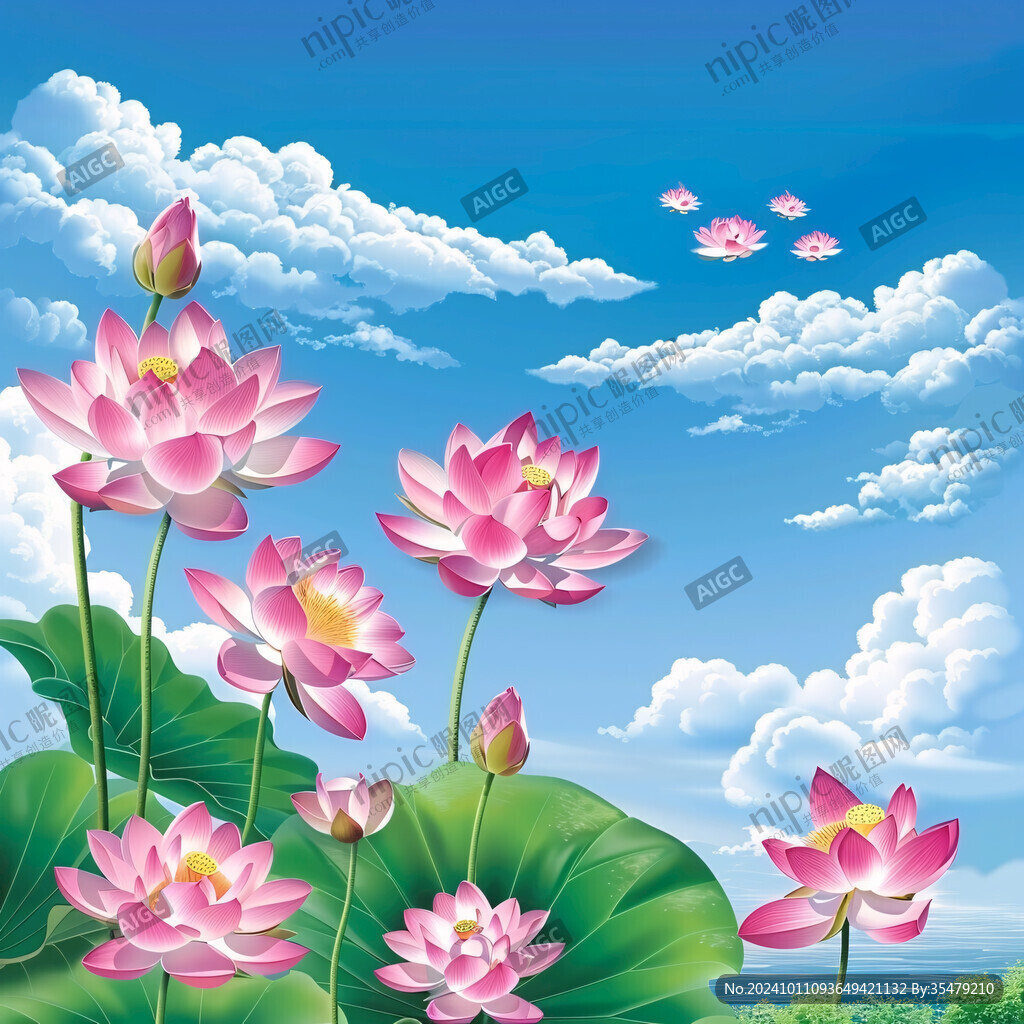 藍天背景荷花
