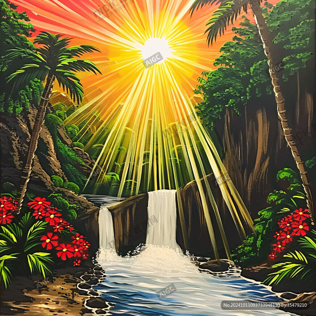 流水生財(cái)風(fēng)景畫(huà)