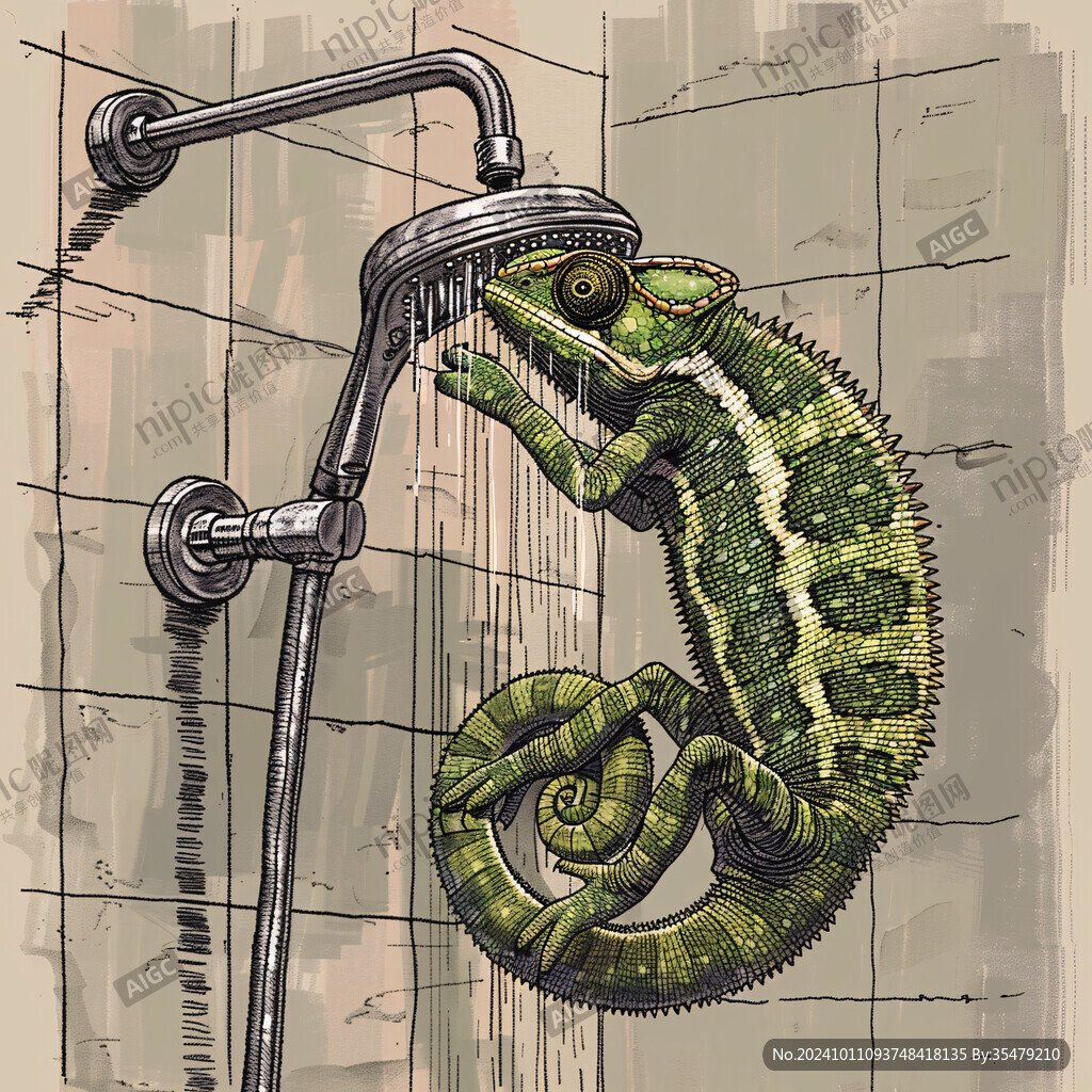 蛇形植物浴室裝飾插圖