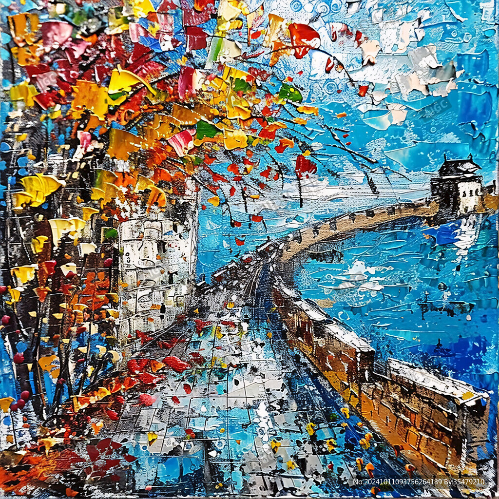 落葉油畫
