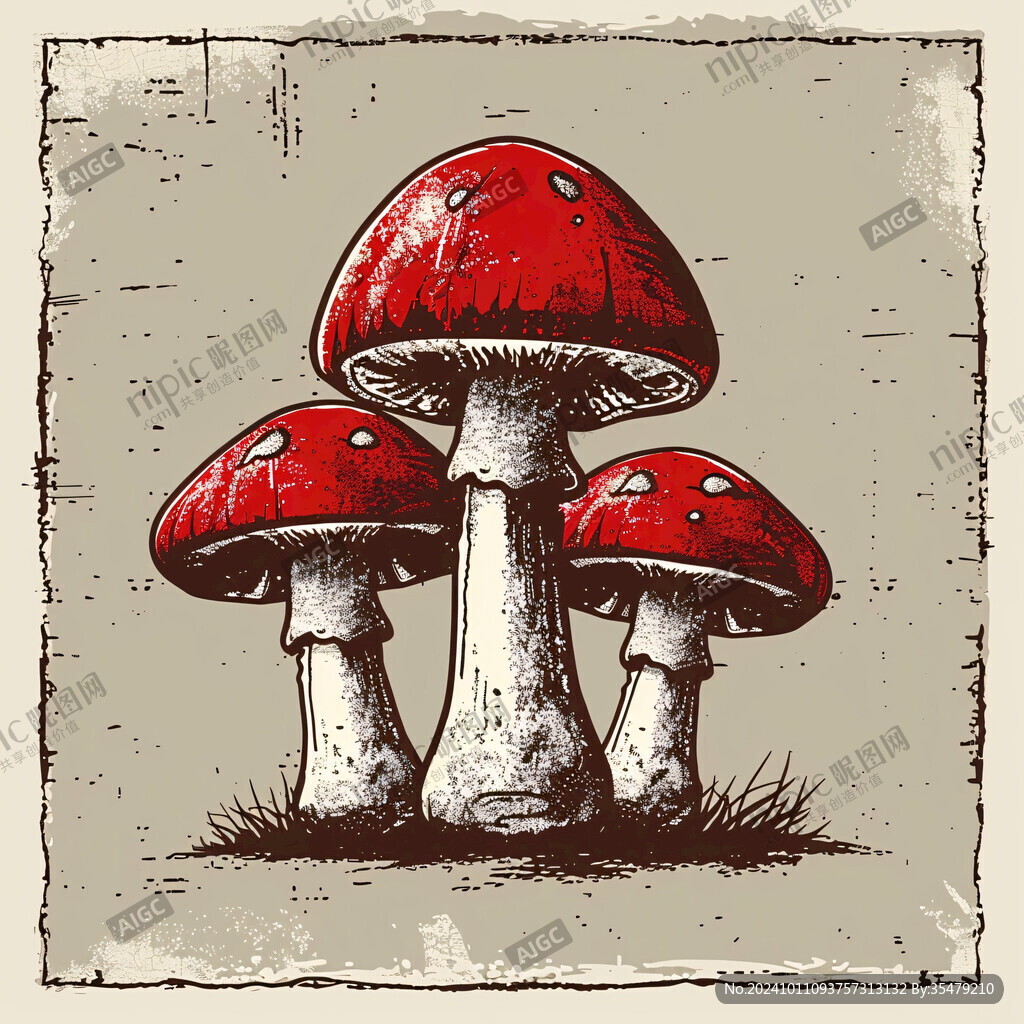 紅菇插畫手繪