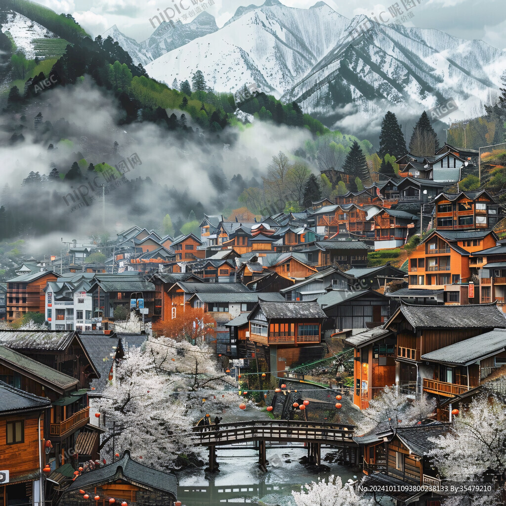 歐式北歐山地小鎮