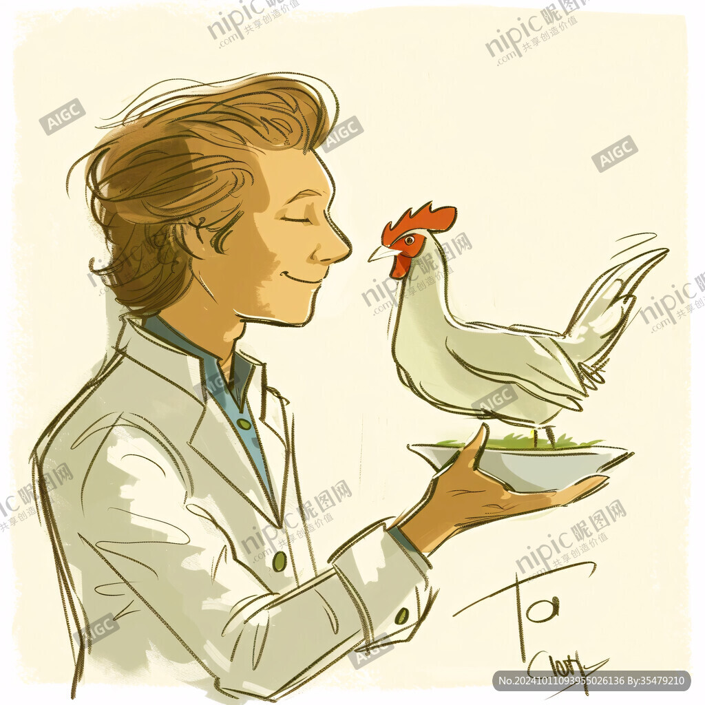 喂雞高清插畫
