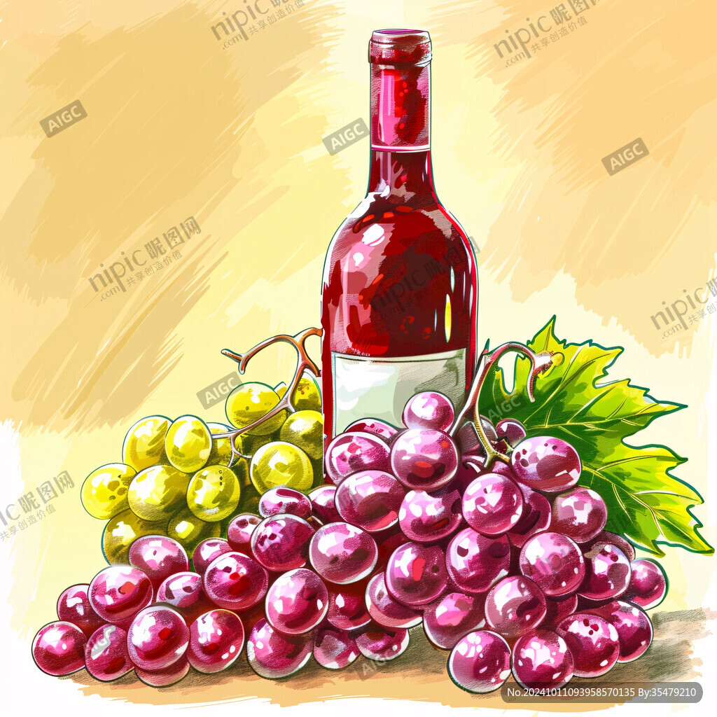 紅提葡萄插畫
