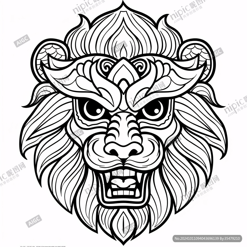 國(guó)潮獅線稿