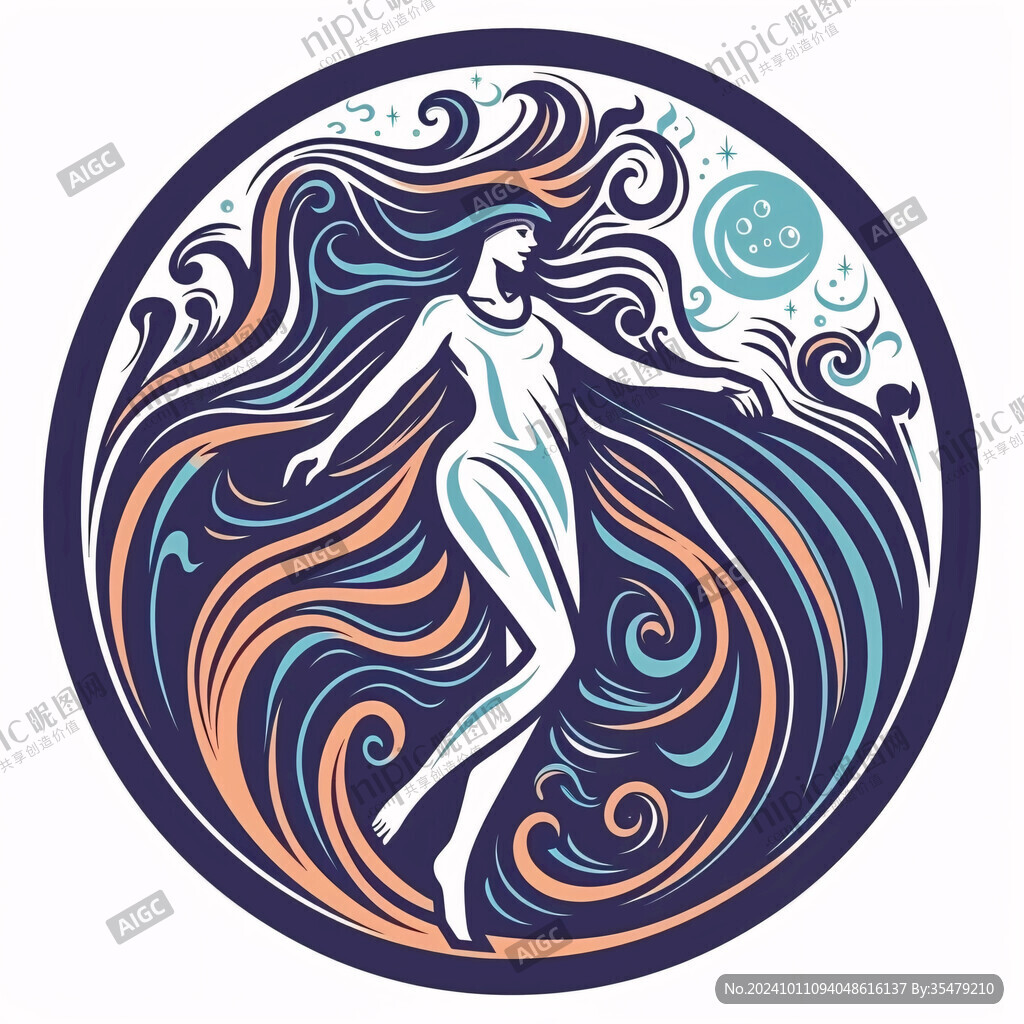 水瓶星座插畫