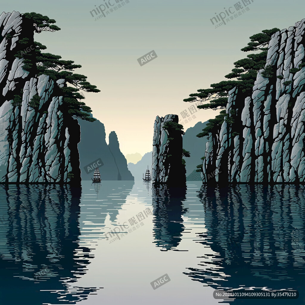 美麗山水迎客松