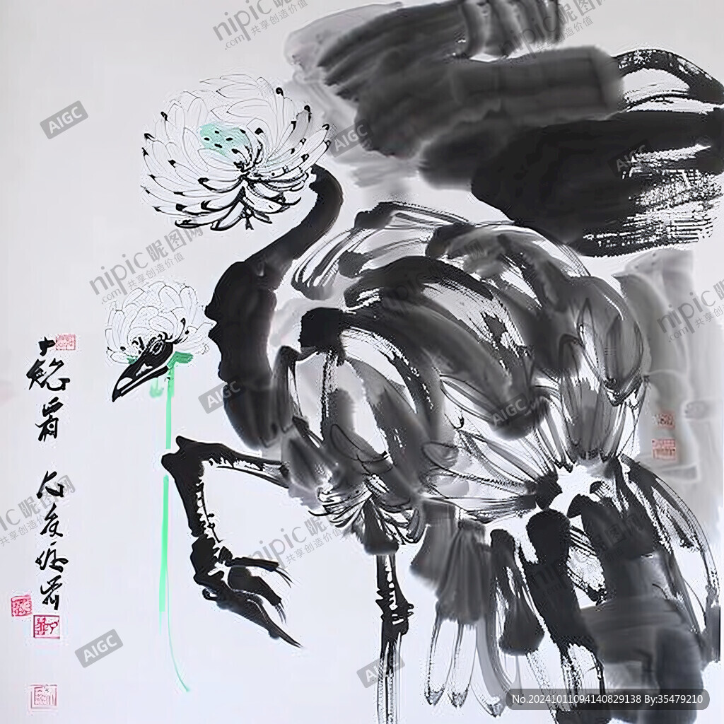 國(guó)畫(huà)寫(xiě)意仙鶴