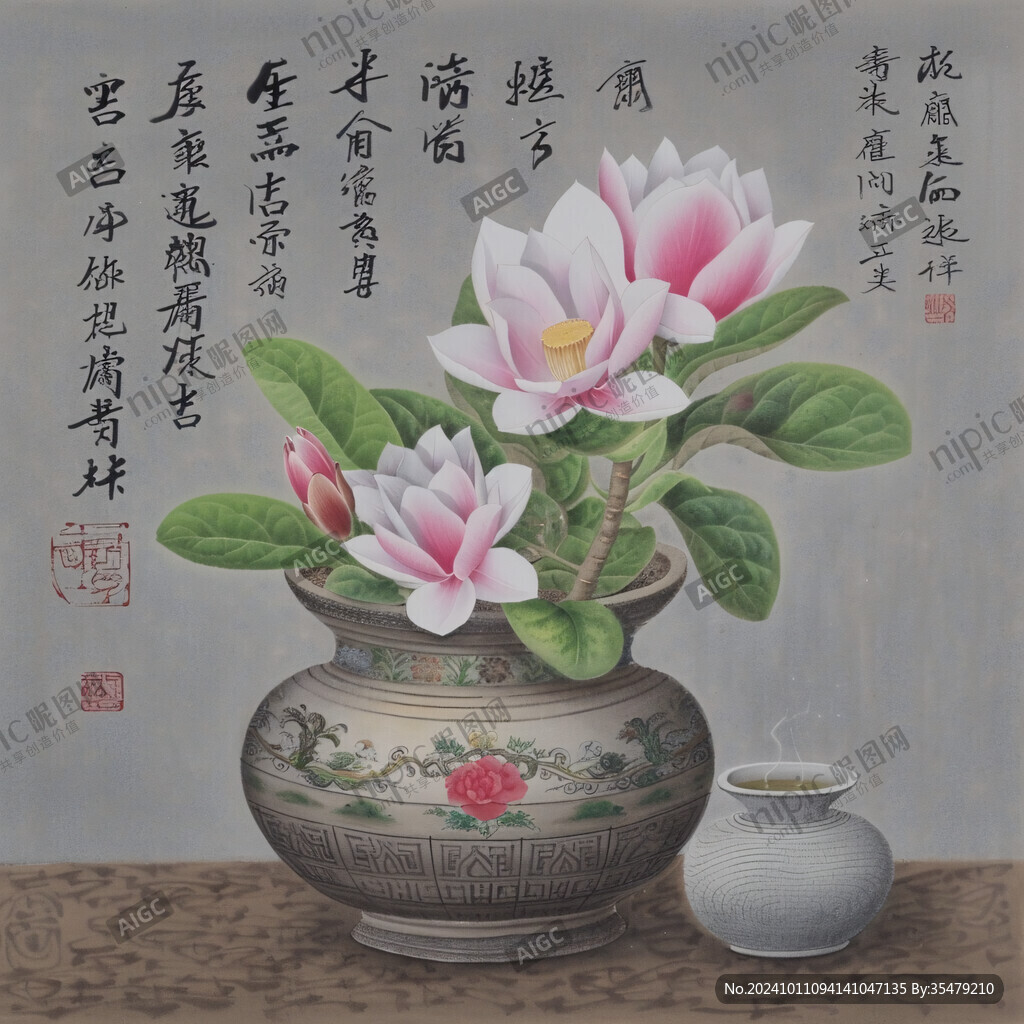 玉蘭花工筆小品畫