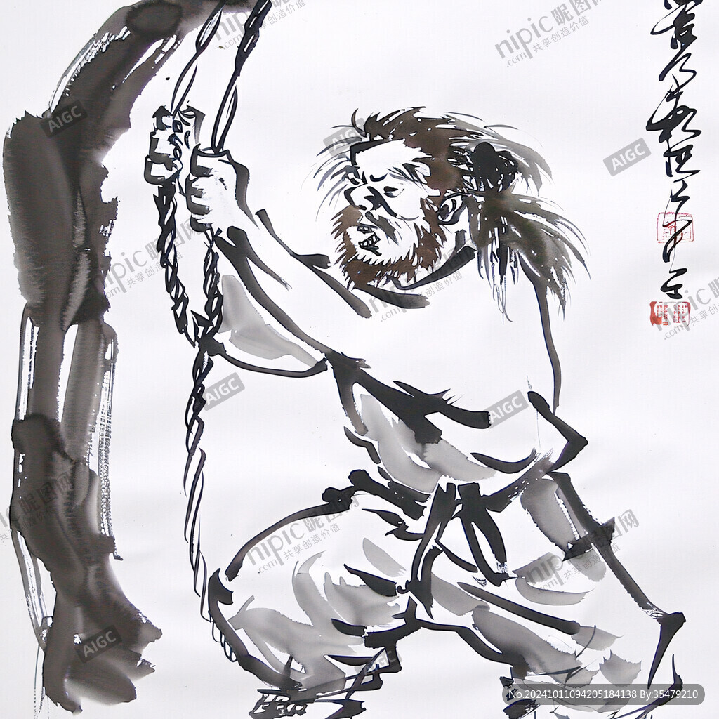 瑜珈館武官水墨畫
