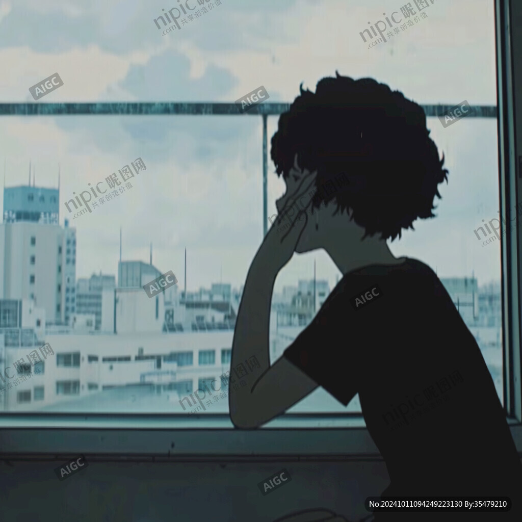 望著窗外的女生