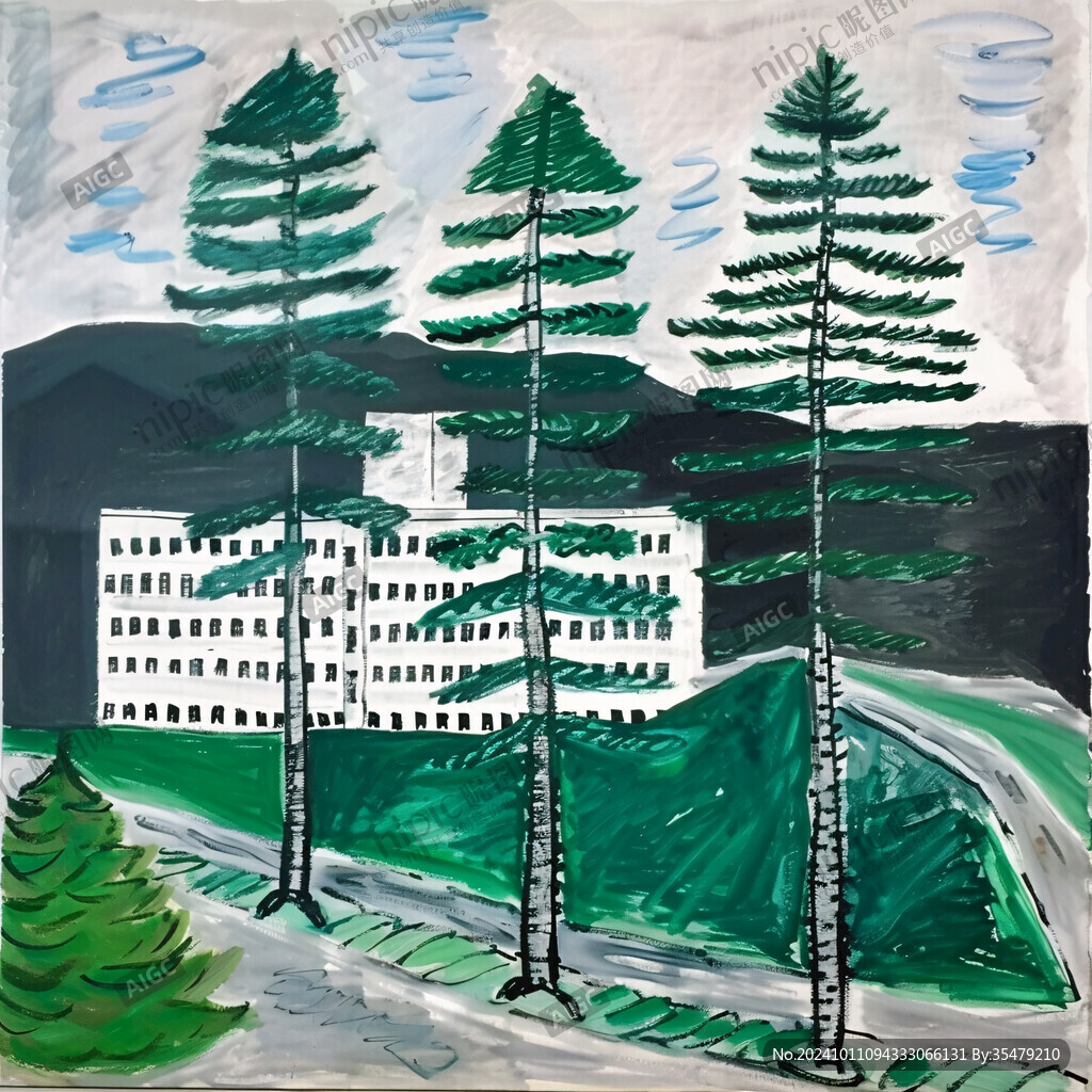 山村校舍藝術畫