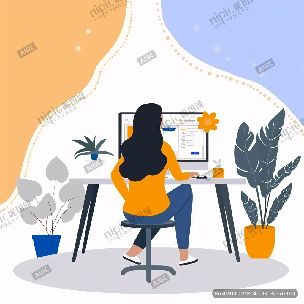 自由職業辦公手繪插畫