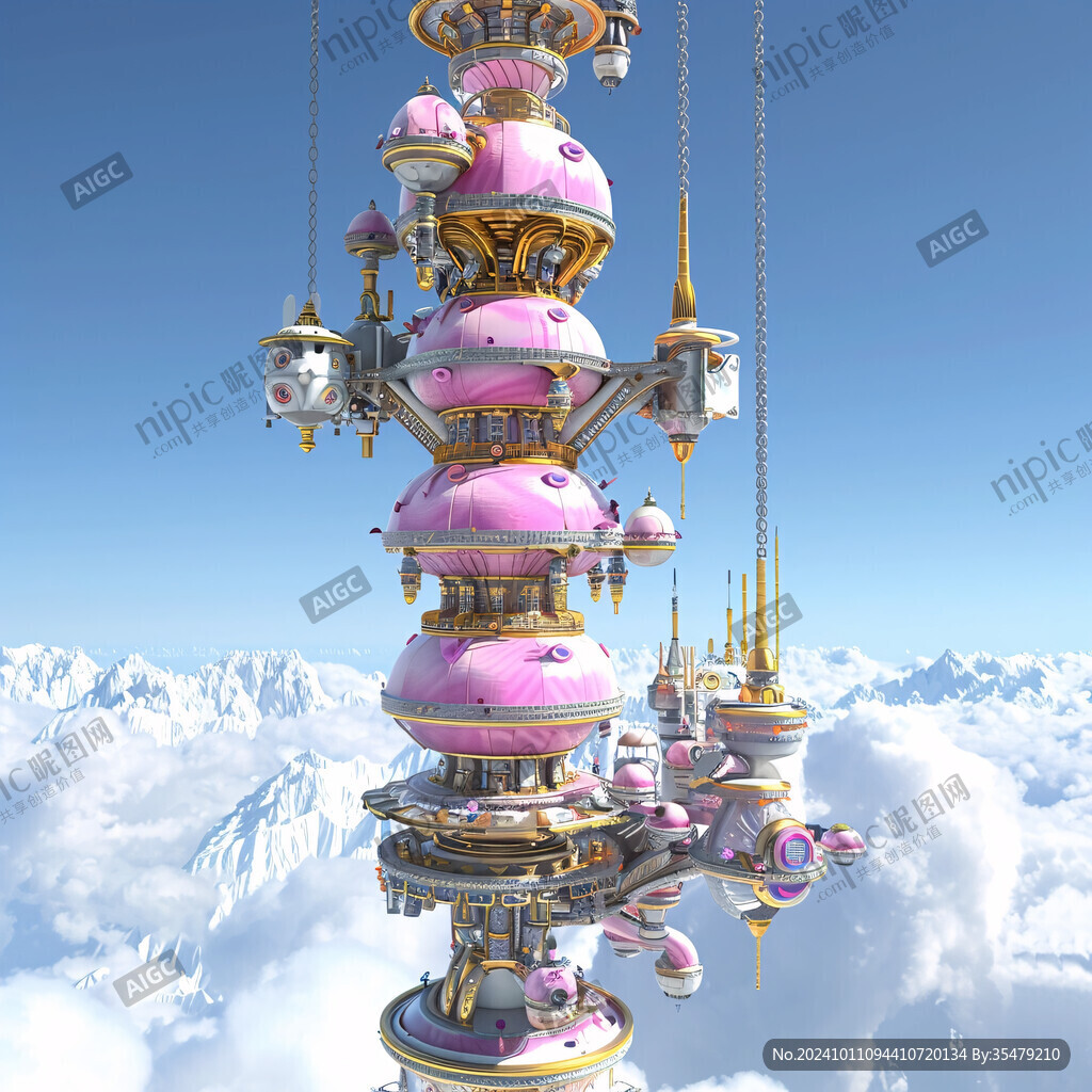 粉色奇幻建筑物