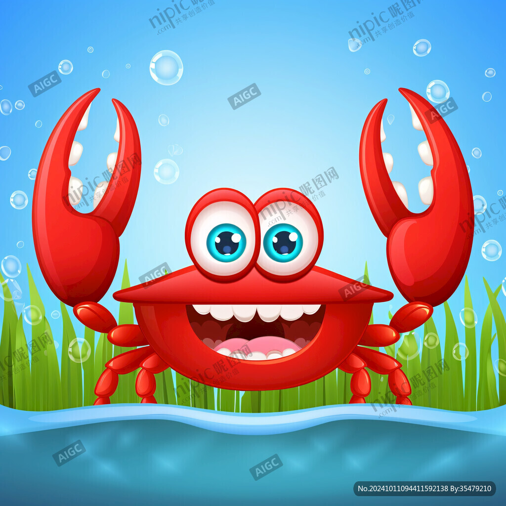 卡通螃蟹海報插畫